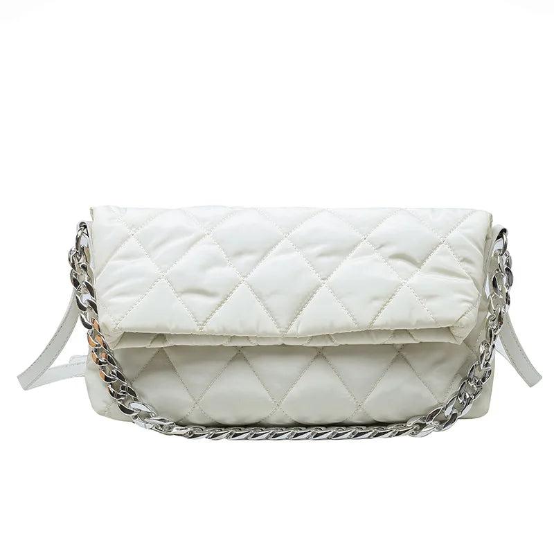 Winter Quilted Shoulder Bag Chain Crossbody Nylon Handbag