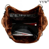 Large Capacity Faux Fur Shoulder Handbag for Women