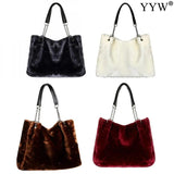 Large Capacity Faux Fur Shoulder Handbag for Women