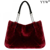 Large Capacity Faux Fur Shoulder Handbag for Women