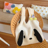 Winter Plush Bag Women Dog Ears Shoulder Bag Large-capacity Handbag