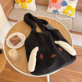 Winter Plush Bag Women Dog Ears Shoulder Bag Large-capacity Handbag