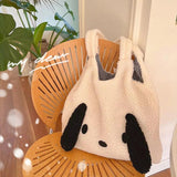Winter Plush Bag Women Dog Ears Shoulder Bag Large-capacity Handbag