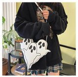 Ghost Pattern Handbag And Purse Girl Pu Leather Crossbody Bag Yellow