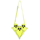 Ghost Pattern Handbag And Purse Girl Pu Leather Crossbody Bag Yellow