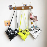 Ghost Pattern Handbag And Purse Girl Pu Leather Crossbody Bag Yellow