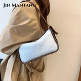 Contrasting Colors Denim Shoulder Bag