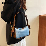 Contrasting Colors Denim Shoulder Bag