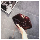 Red Lips Clutch Bag Evening Chain Purse Wedding Party Handbag