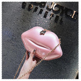 Red Lips Clutch Bag Evening Chain Purse Wedding Party Handbag