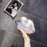 Red Lips Clutch Bag Evening Chain Purse Wedding Party Handbag