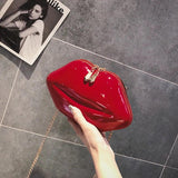 Red Lips Clutch Bag Evening Chain Purse Wedding Party Handbag