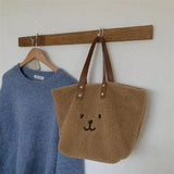 Winter Plush Tote Bag for Women, Furry Handbag with Shoulder Strap