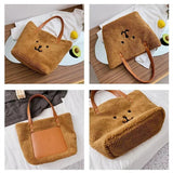 Winter Plush Tote Bag for Women, Furry Handbag with Shoulder Strap