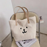 Winter Plush Tote Bag for Women, Furry Handbag with Shoulder Strap