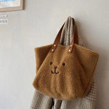 Winter Plush Tote Bag for Women, Furry Handbag with Shoulder Strap