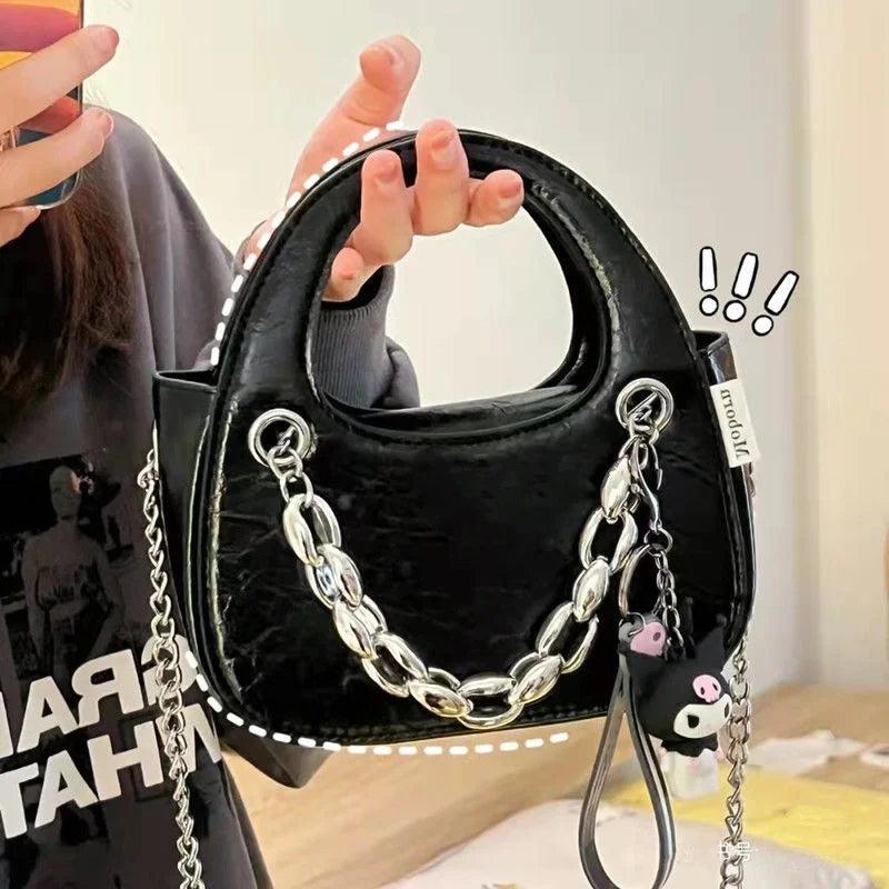 Small Shoulder Sling Bag Women's Chain Niche Y2K Goth Techwear