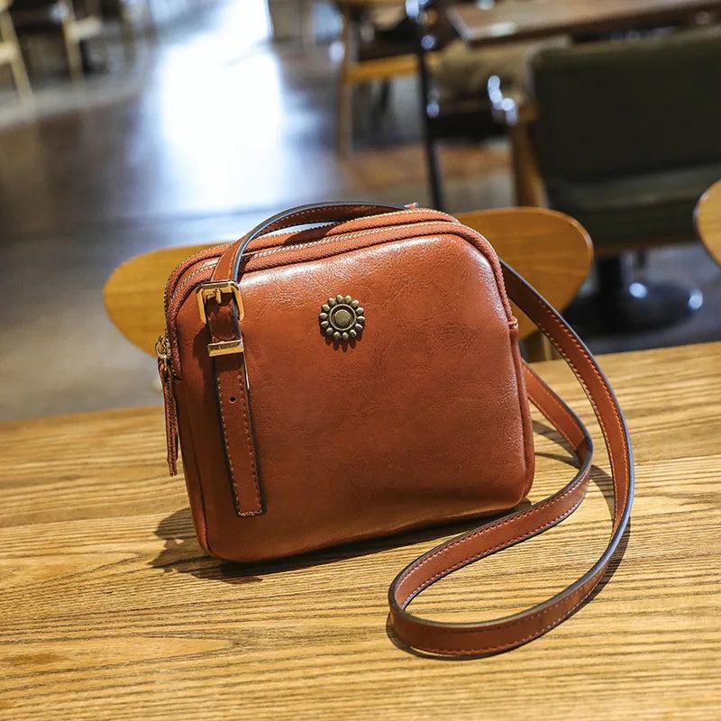 YIZHONG Oil Wax Leather Handbags for Women