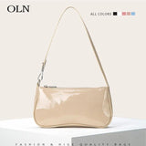 Pink Leather Handbag Beige Shoulder Bag Side Bag