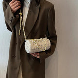 Chains Shoulder Purses Barrel-Shaped Women Hand Bags Quilted Purses