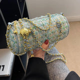 Chains Shoulder Purses Barrel-Shaped Women Hand Bags Quilted Purses