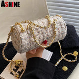 Chains Shoulder Purses Barrel-Shaped Women Hand Bags Quilted Purses