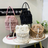 Furry Plush Drawstring Handbags for Women