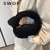 Winter Teddy Curl Plush Soft Faux Fur Tote Bag Handbag Shoulder Bolsos