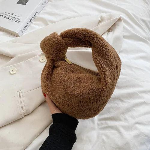 Winter Teddy Curl Plush Soft Faux Fur Tote Bag Handbag Shoulder Bolsos