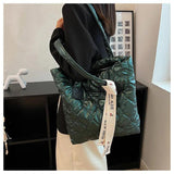 Quilted Cotton Pad Square Bag Soft Shoulder Crossbody Handbag