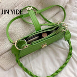 Crocodile Leather Crossbody Bag Orange Green Shoulder Tote