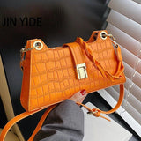 Crocodile Leather Crossbody Bag Orange Green Shoulder Tote