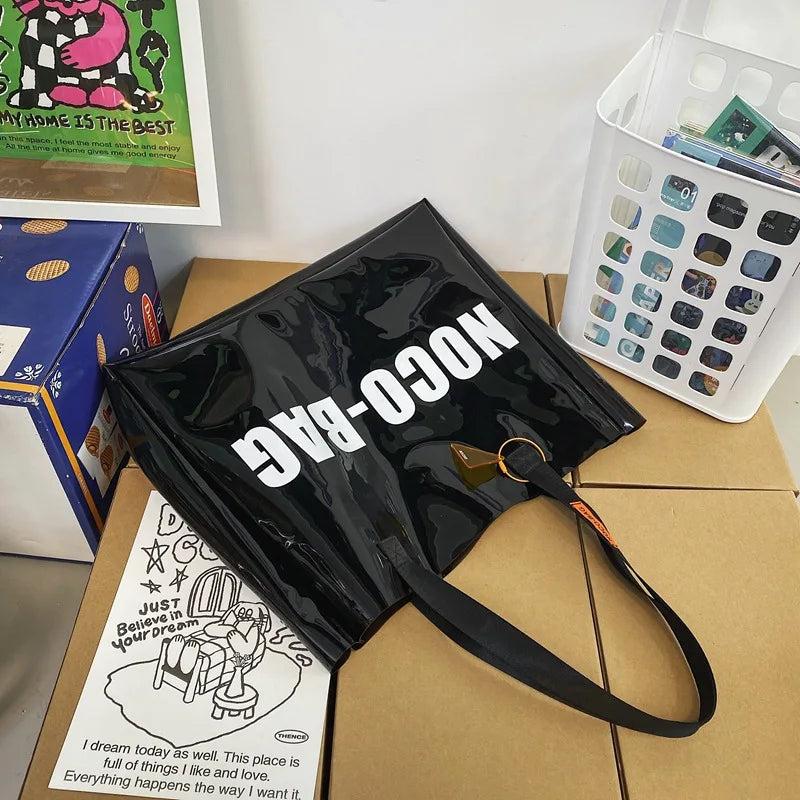 Clear PVC Letters Large Capacity Tote Bags