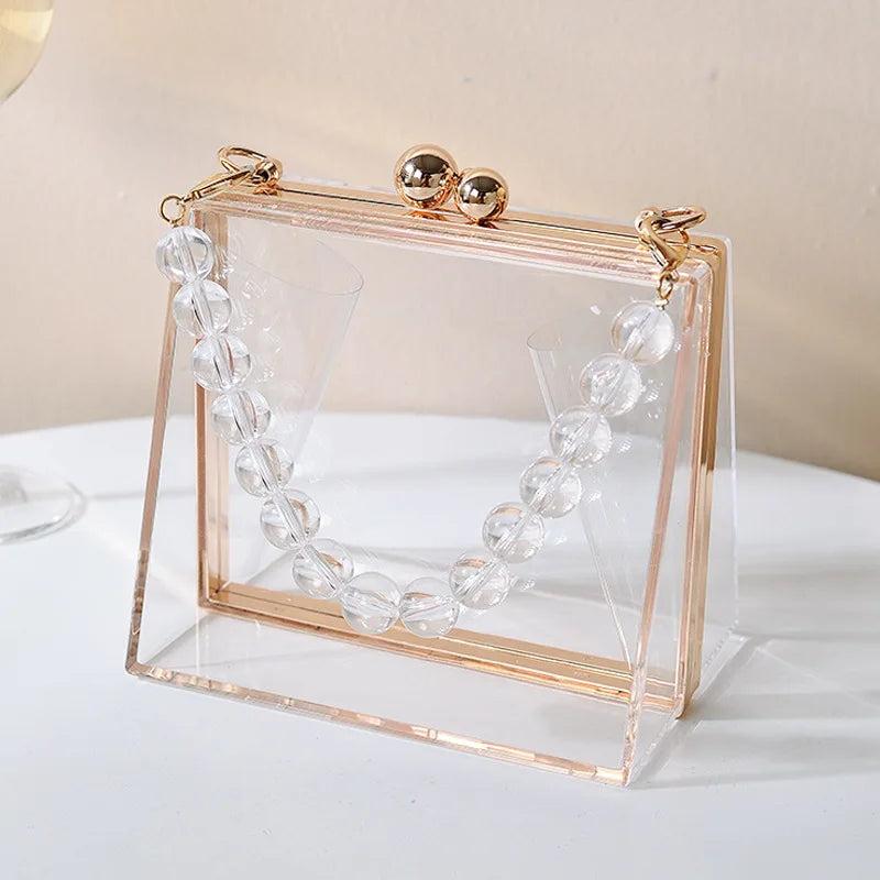 Transparent Hand Bags for Women Bride Purse Top Handbags Clear Party Evening Acr