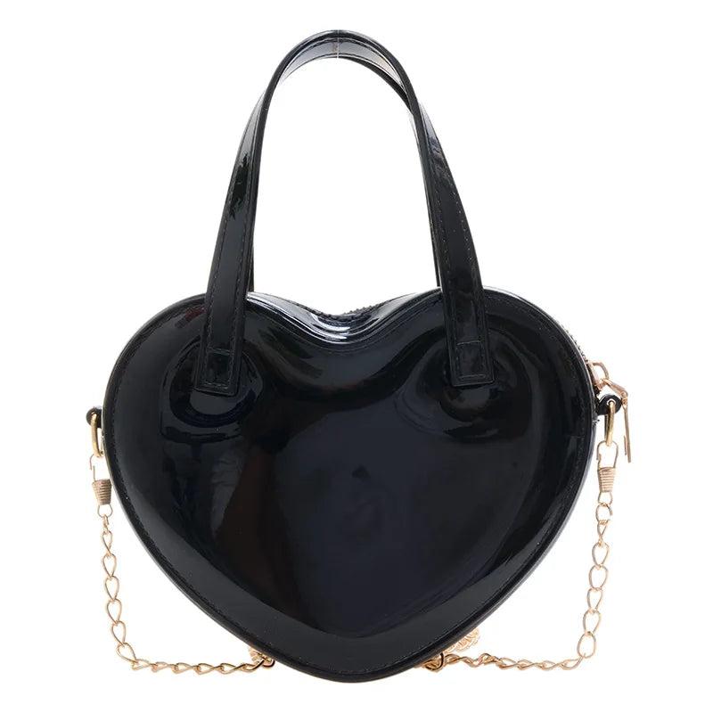 Jelly PVC Heart Chain Shoulder Bag Small Purses Handbags Girls Crossbody
