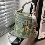 Rhombus Print PU Leather Crossbody Sling Bag Women Totes Handbag