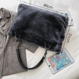 Faux Fur Women Shoulder Bag Plush Lady Handbag Chain Travel Shopping Bag