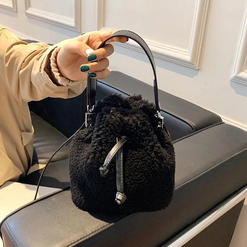 Faux Fur Women's Winter Handbag Plush Top-handle Crossbody Bag