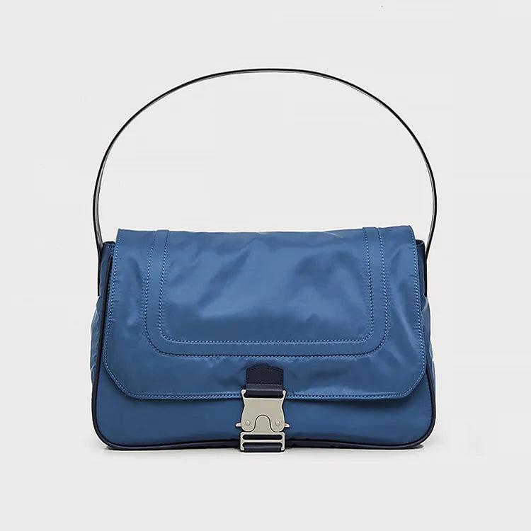 Nylon Armpit Bag Square Tote for Women Lock Handbags Purses Clutch