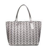 Luminous Shoulder Bag Geometric Plaid Tote Crossbody