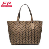 Luminous Shoulder Bag Geometric Plaid Tote Crossbody