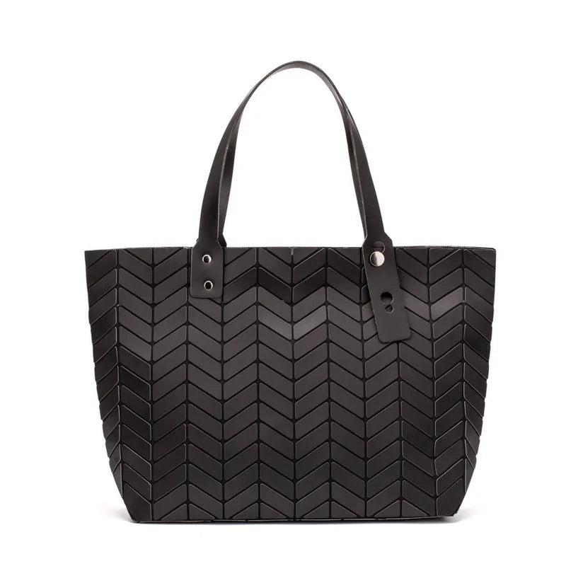 Luminous Shoulder Bag Geometric Plaid Tote Crossbody