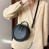 Round Crossbody Bag Women Handbag Tote Shoulder Bag PU Leather