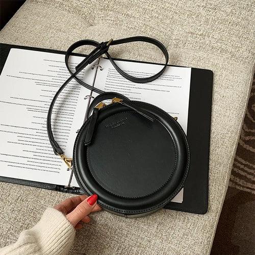 Round Crossbody Bag Women Handbag Tote Shoulder Bag PU Leather