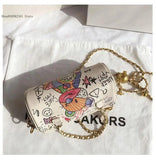 Women's Bear Graffiti Shoulder Bag S Chain Mobile Phone Bag