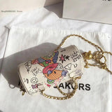 Women's Bear Graffiti Shoulder Bag S Chain Mobile Phone Bag