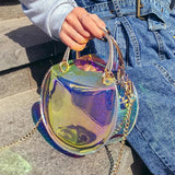 Laser Crossbody Bag Chain Mini Shoulder Bag Circle Small Messenger Bag