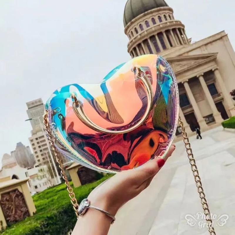 Laser Crossbody Bag Chain Mini Shoulder Bag Circle Small Messenger Bag