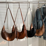 Half Moon Small Shoulder Crossbody Bags For Women PU Leather Soft Hobo Purse