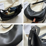 Half Moon Small Shoulder Crossbody Bags For Women PU Leather Soft Hobo Purse